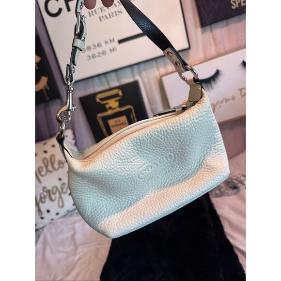 Coach white logo pebble leather baguette bag tote bag - Picture 2 of 12